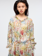 Floral tie waist dress