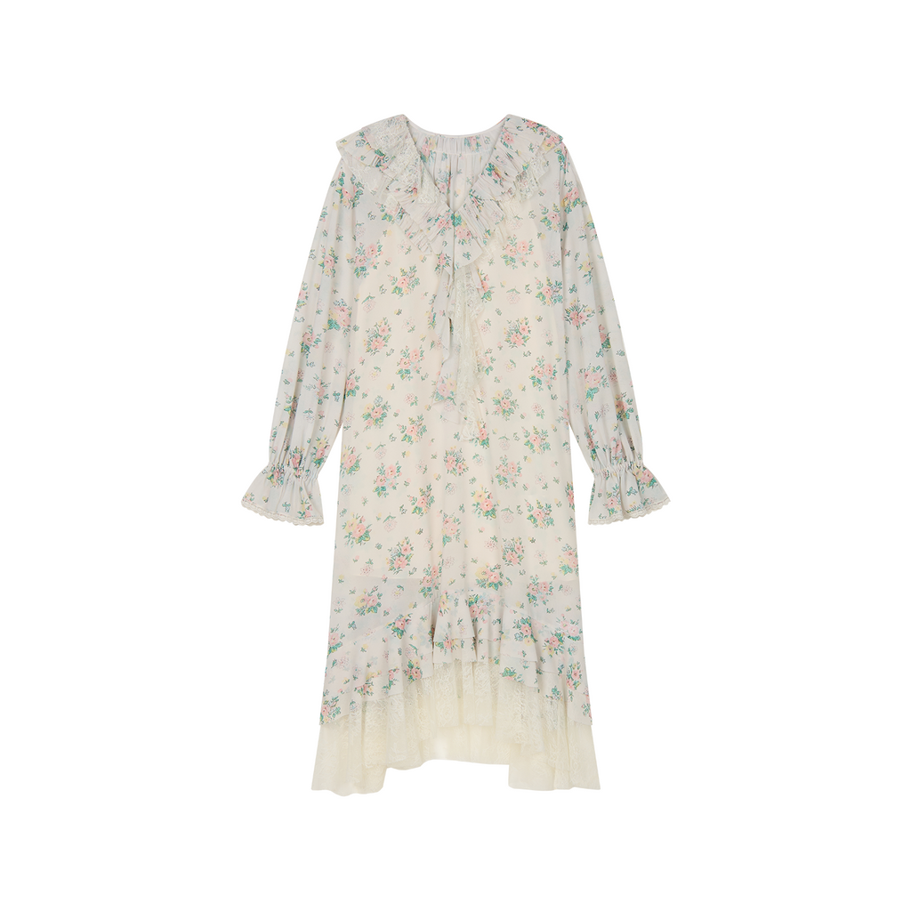 Floral ruffle collar dress