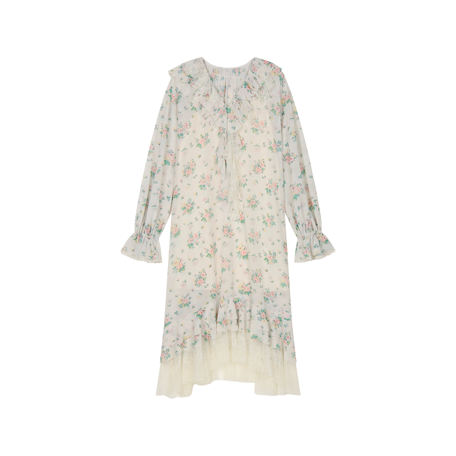 Floral ruffle collar dress