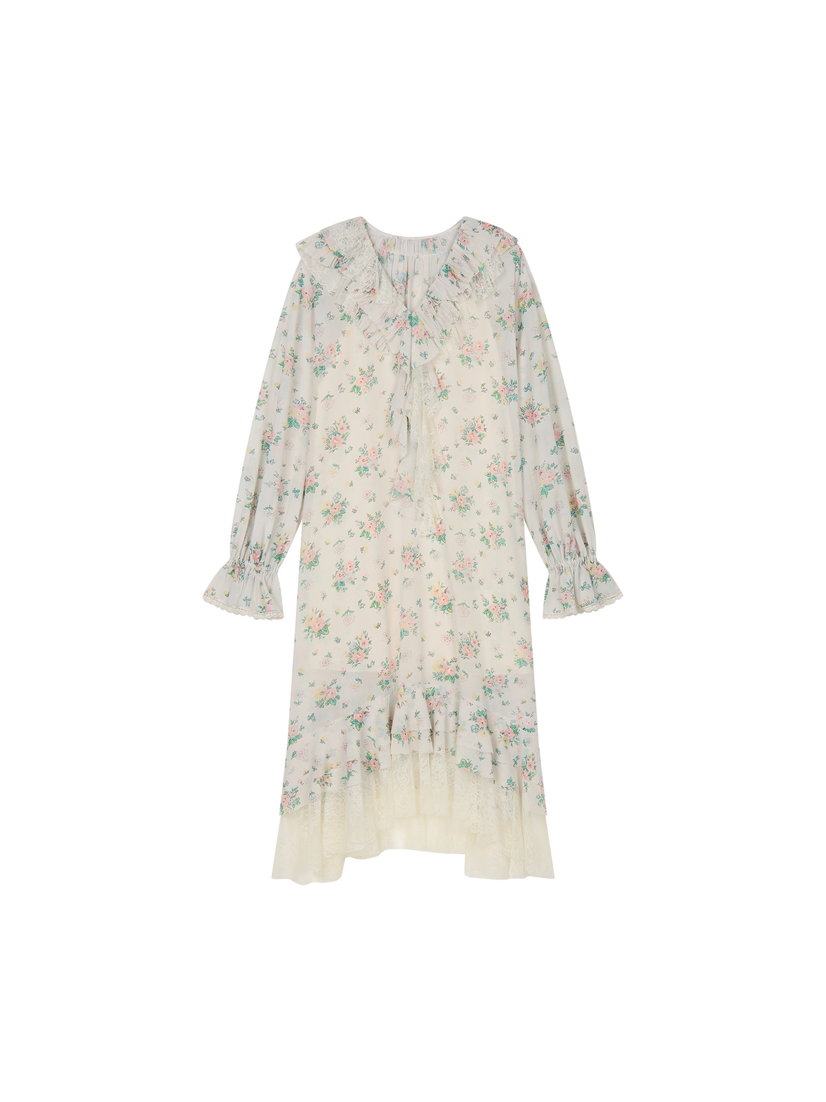 Floral ruffle collar dress