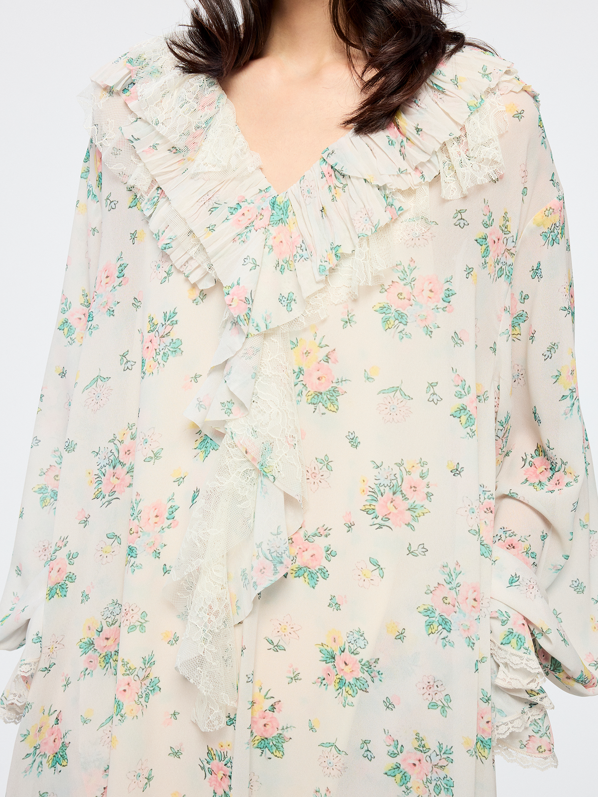 Floral ruffle collar dress