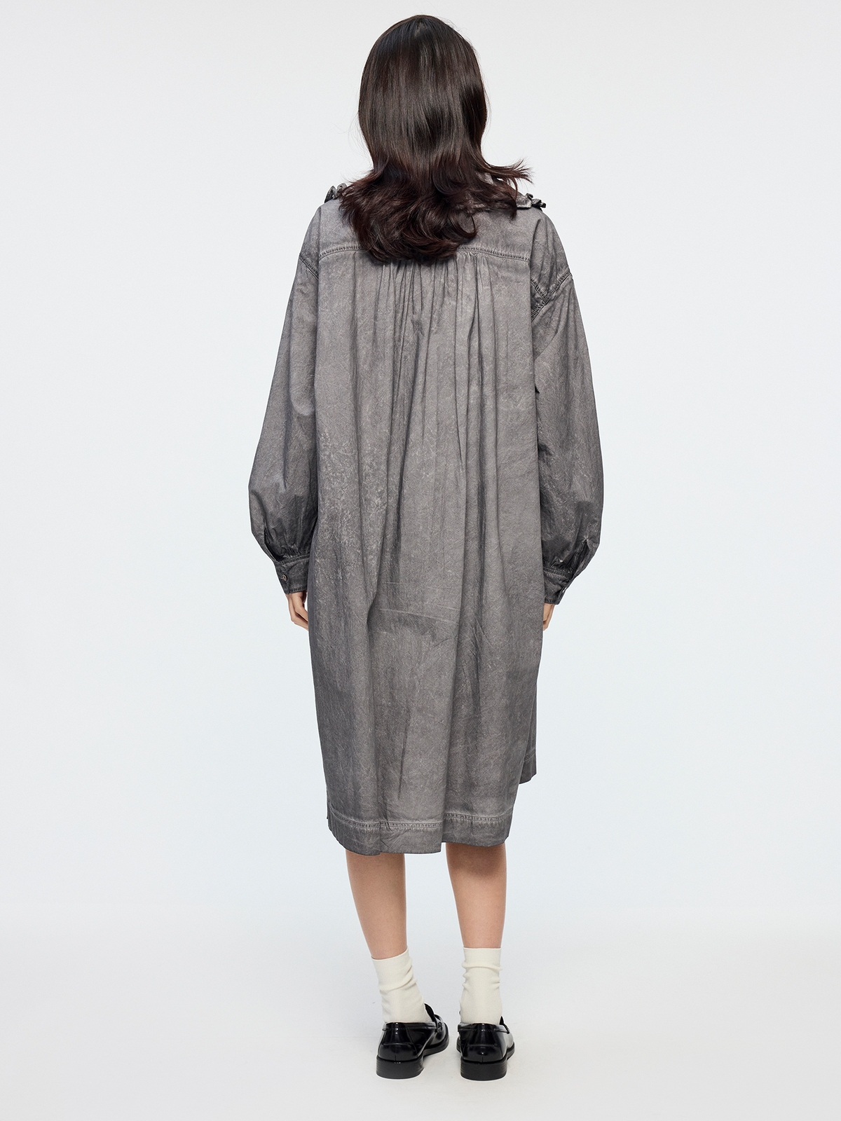 Cold dyed ribbon shirt dress