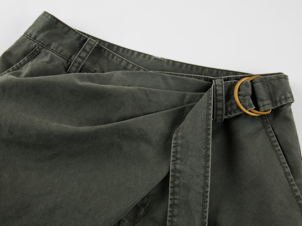 Wrap waist cargo shorts