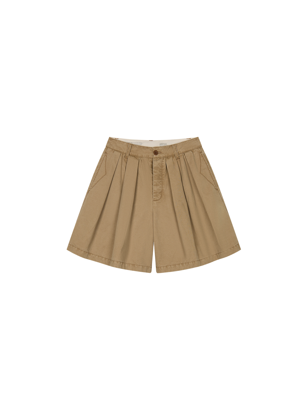 Pleated khaki shorts