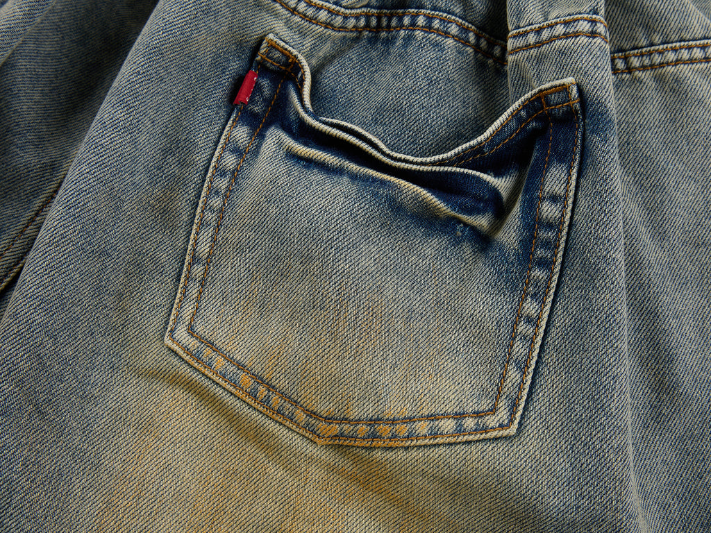 Pleated denim skirt