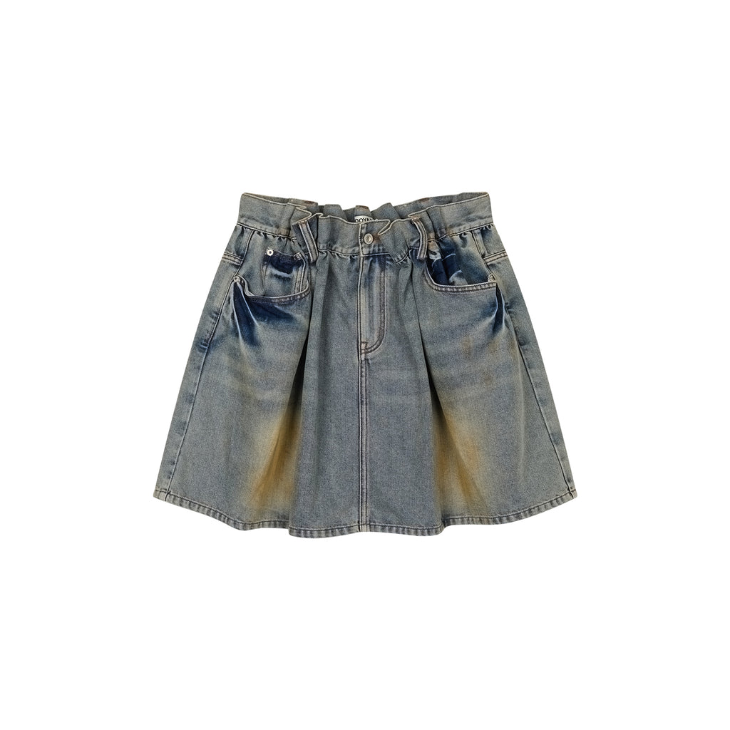 Pleated denim skirt