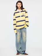 Color-block washed jeans