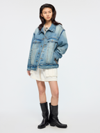 Raw edge patchwork denim jacket