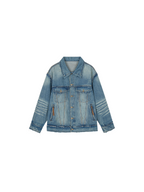 Raw edge patchwork denim jacket