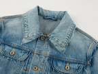 Raw edge patchwork vintage denim jacket