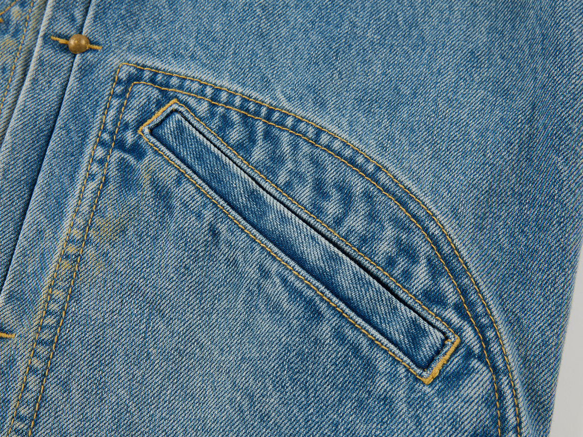 Raw edge patchwork vintage denim jacket
