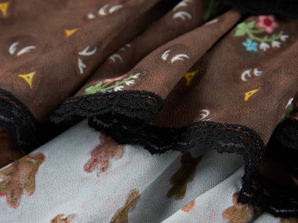 Leopard & floral patchwork skirt