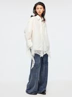 Irregular lace patchwork shirt