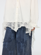 Irregular lace patchwork shirt