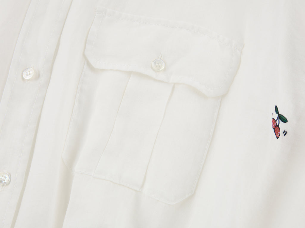 Sporty cherry embroidered utility shirt