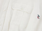 Sporty cherry embroidered utility shirt