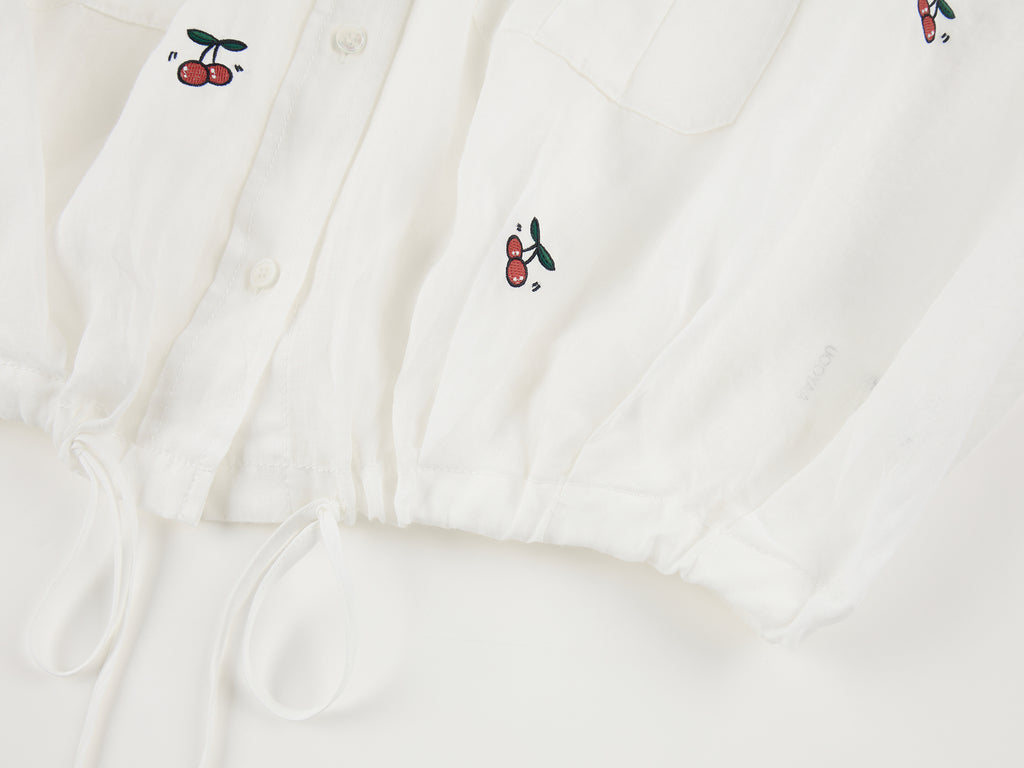 Sporty cherry embroidered utility shirt