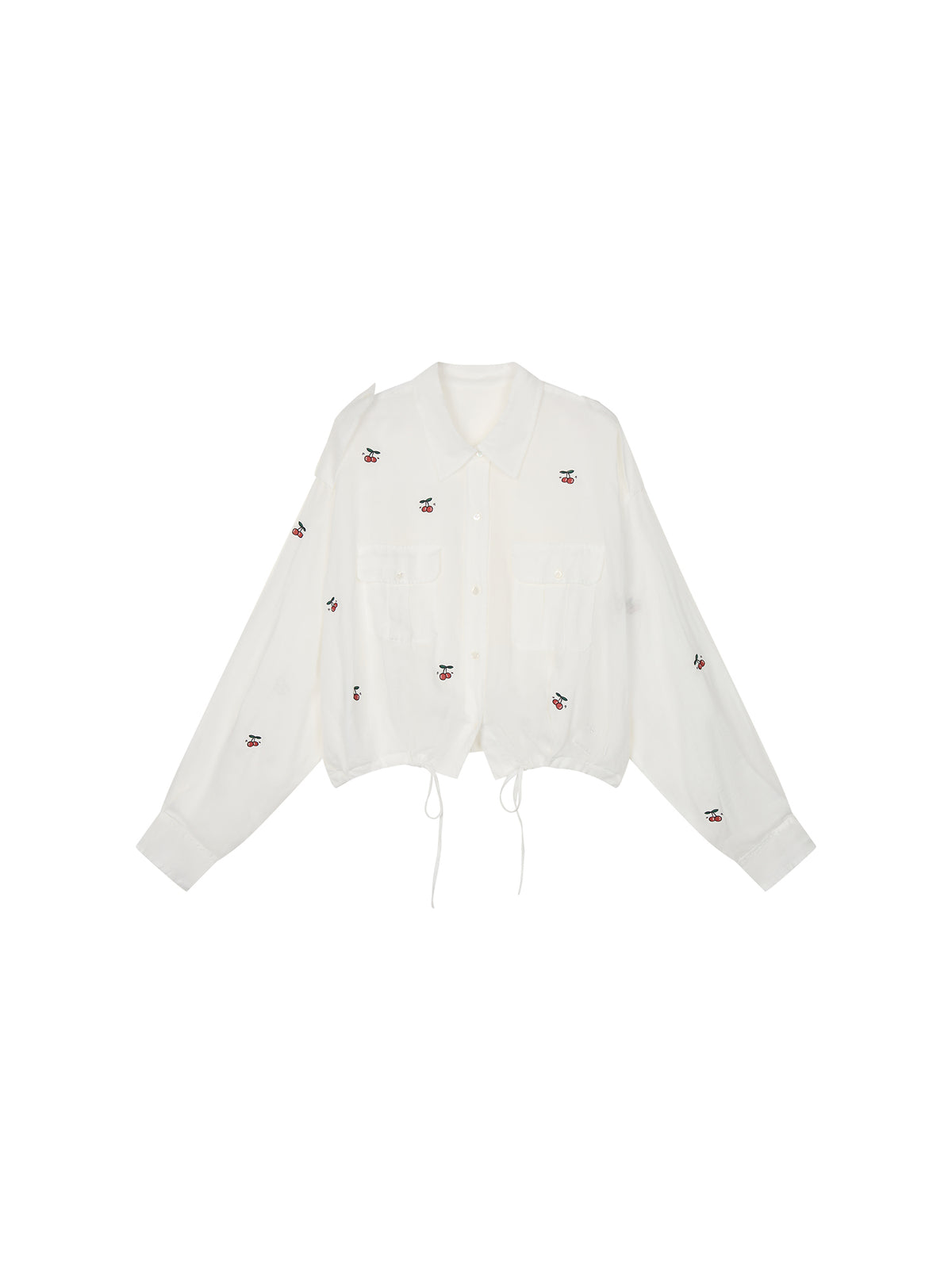 Sporty cherry embroidered utility shirt
