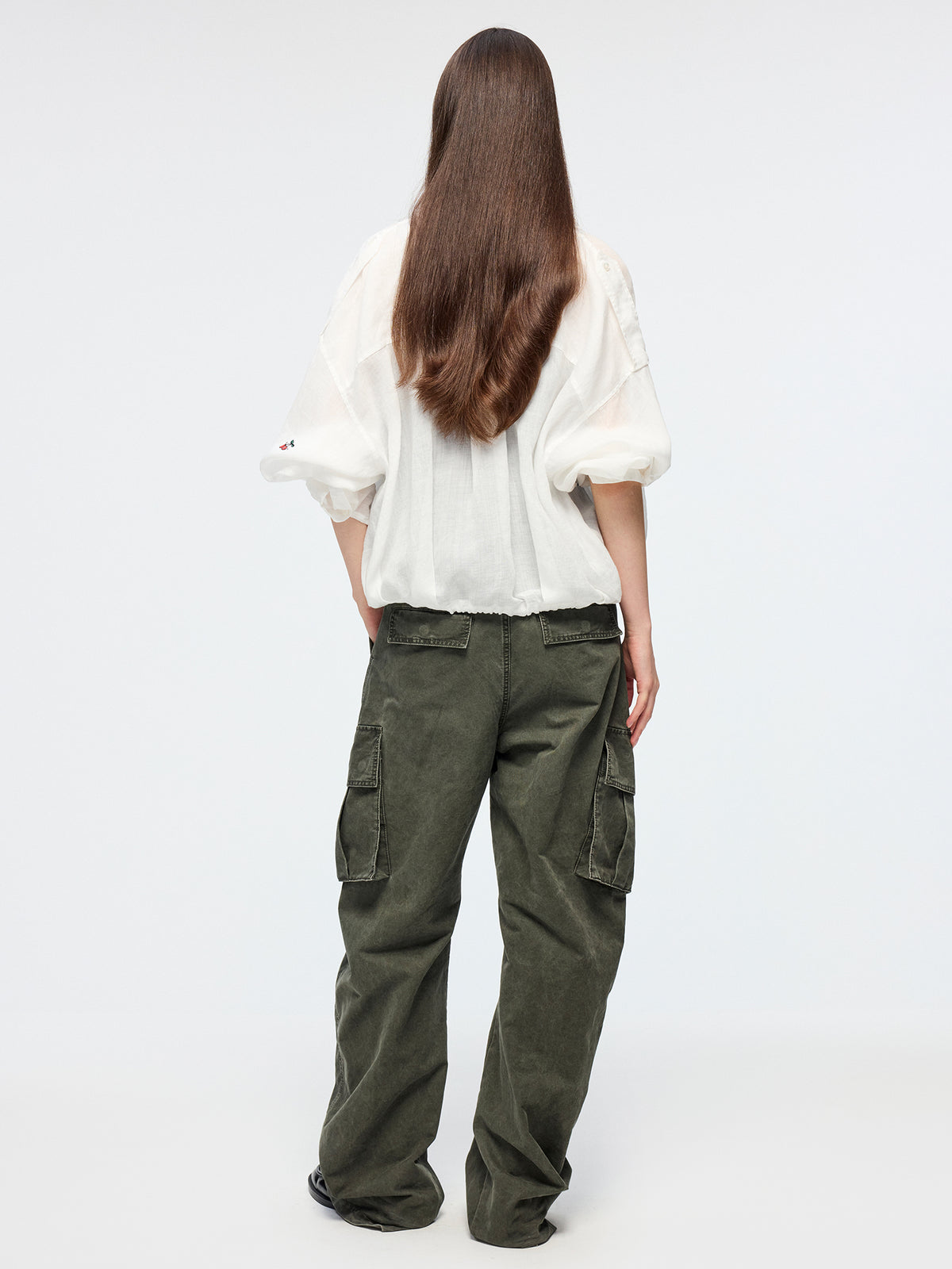 Sporty cherry embroidered utility shirt