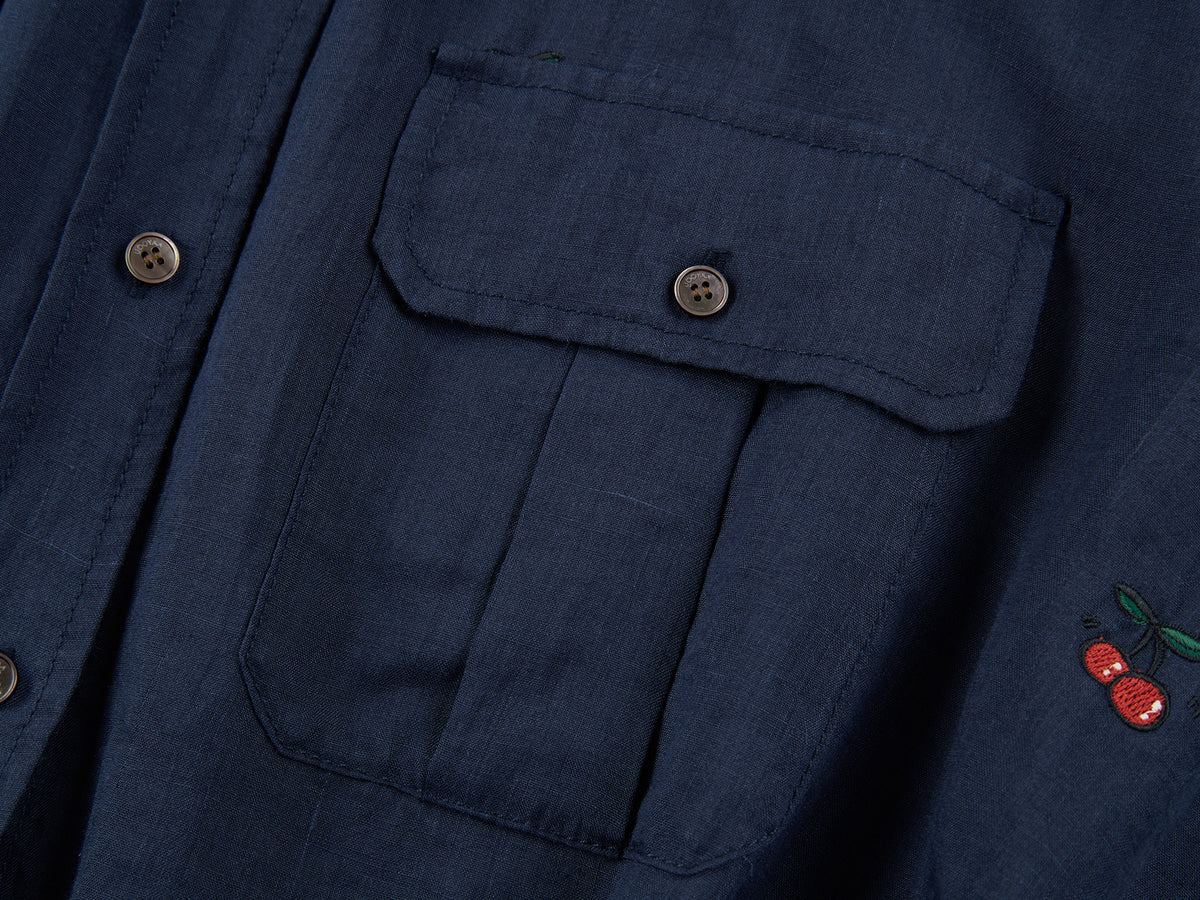 Sporty cherry embroidered utility shirt