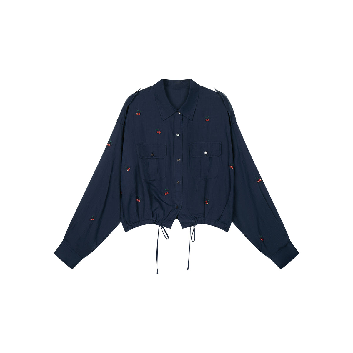 Sporty cherry embroidered utility shirt