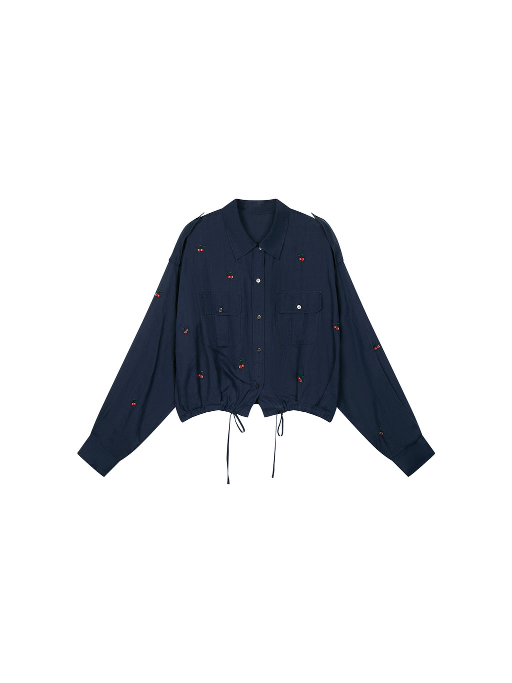 Sporty cherry embroidered utility shirt