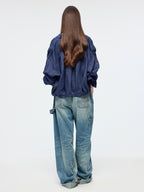 Sporty cherry embroidered utility shirt