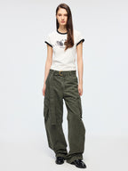 Swan print ringer T-shirt
