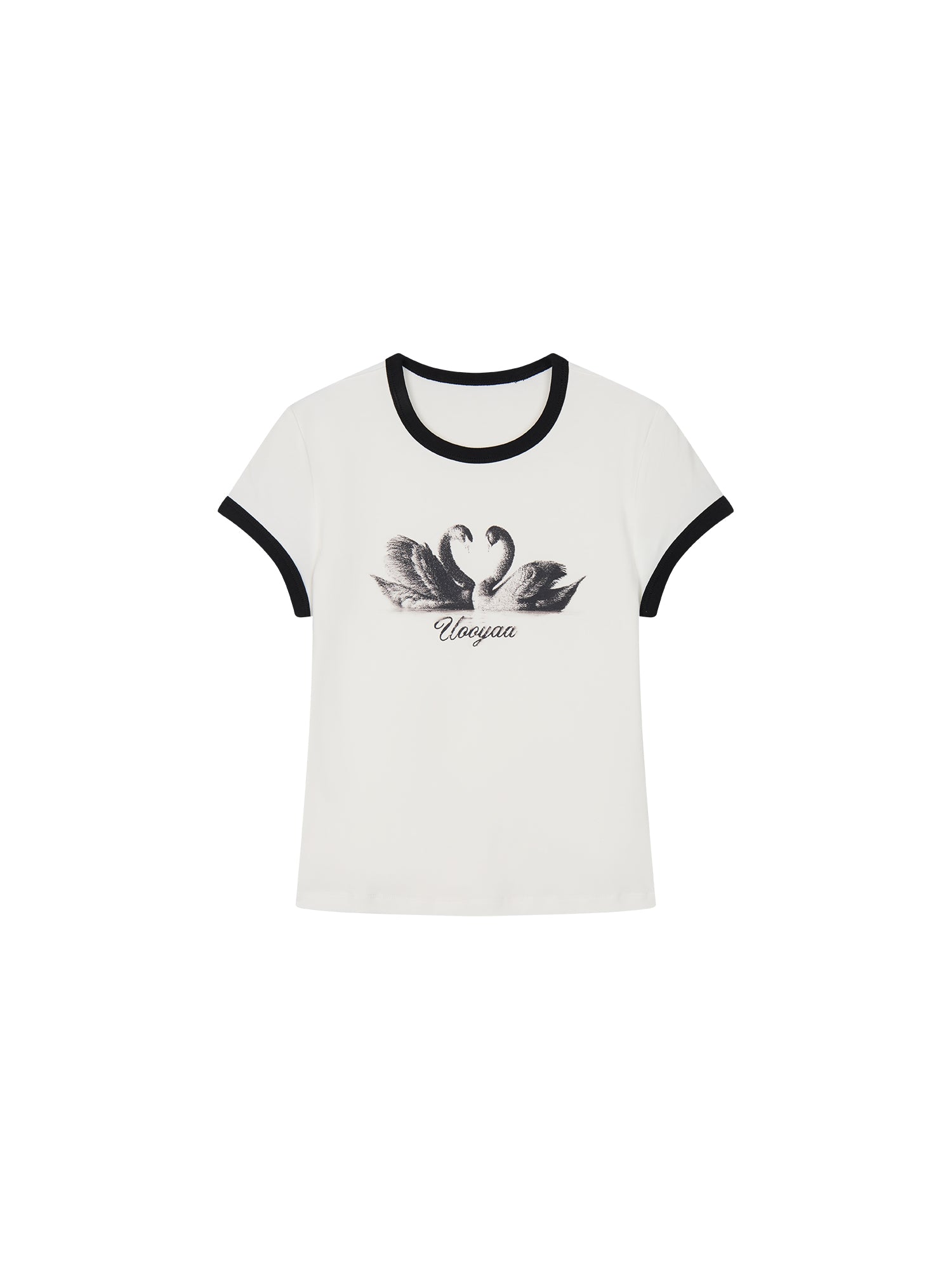 Swan print ringer T-shirt