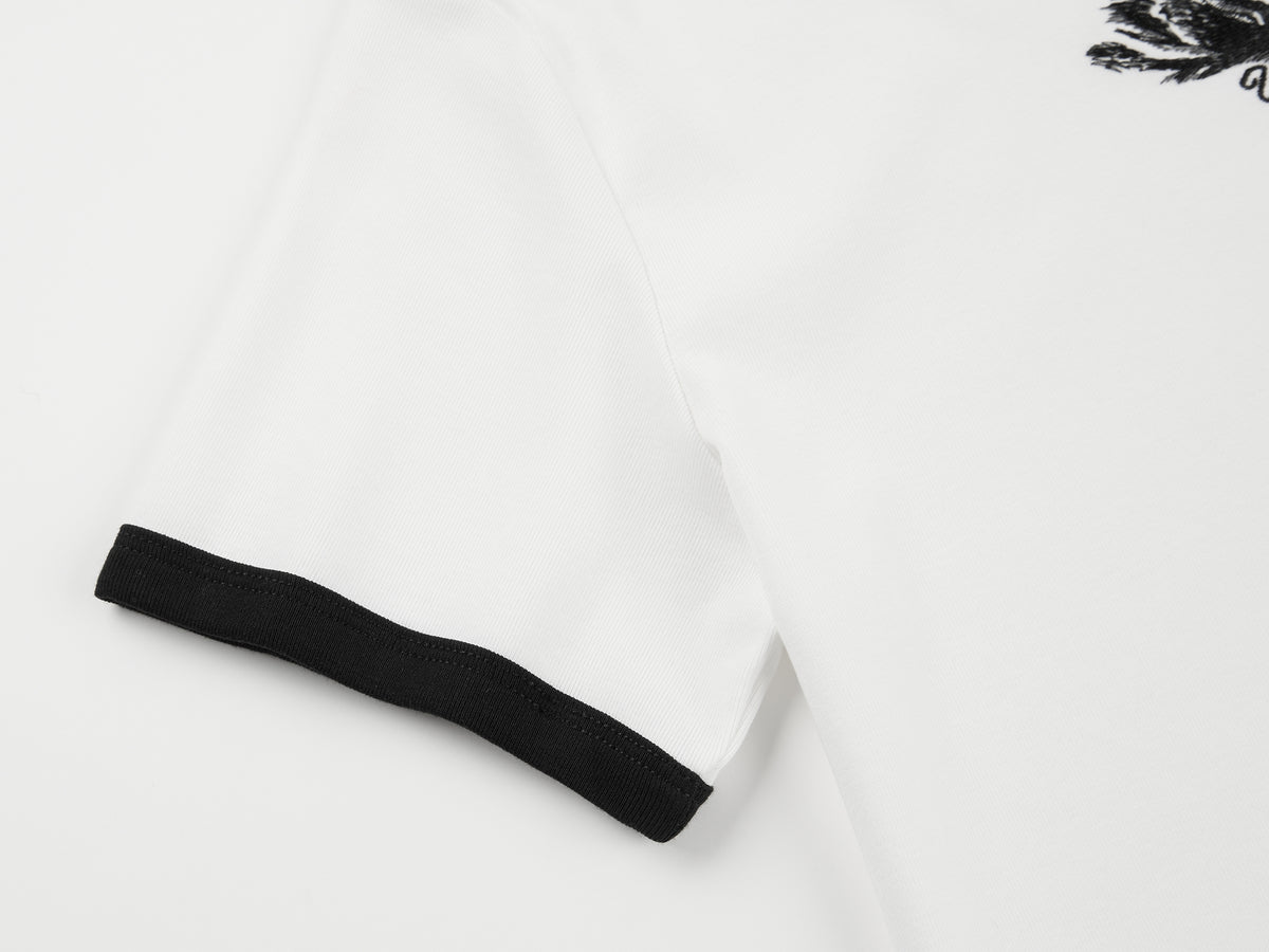 Swan embroidered ringer T-shirt