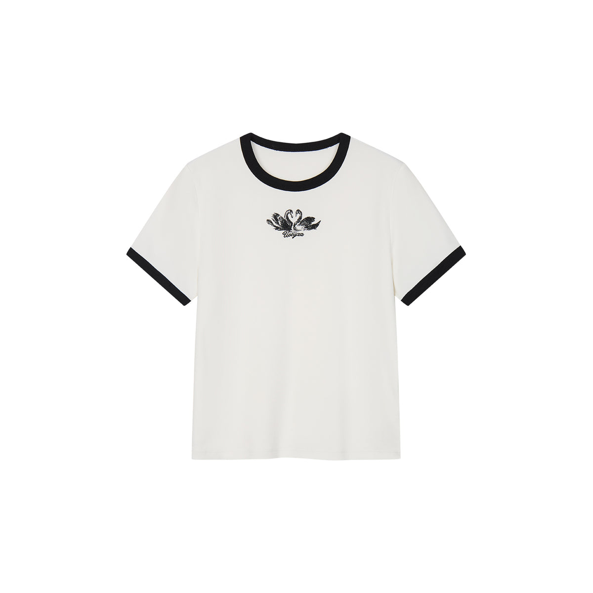 Swan embroidered ringer T-shirt