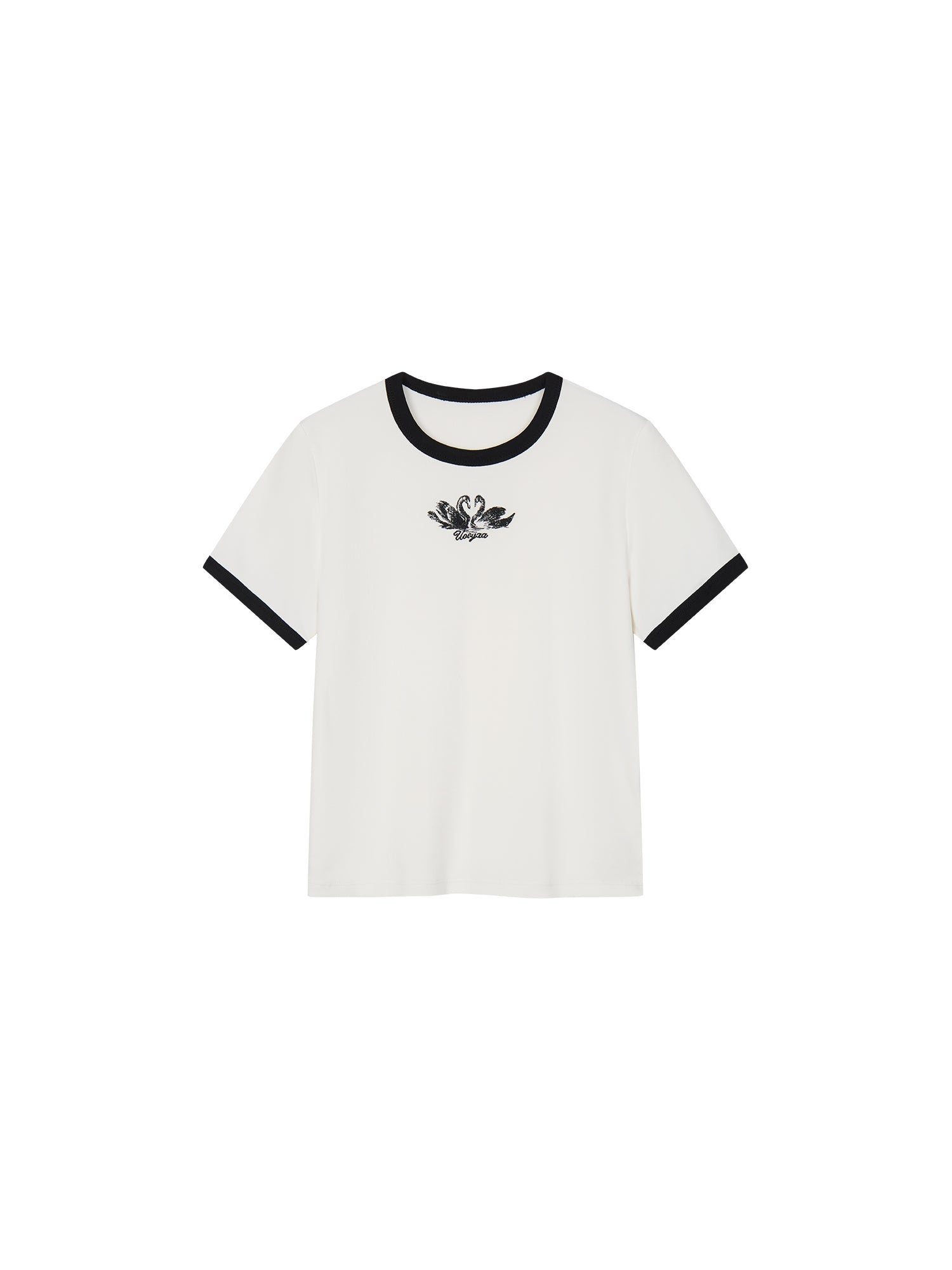Swan embroidered ringer T-shirt
