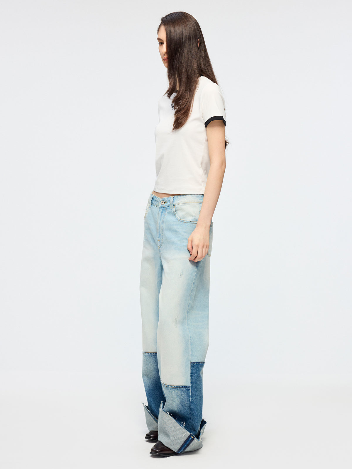 Swan embroidered ringer T-shirt