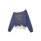 Angel print lace camisole asymmetric T-shirt
