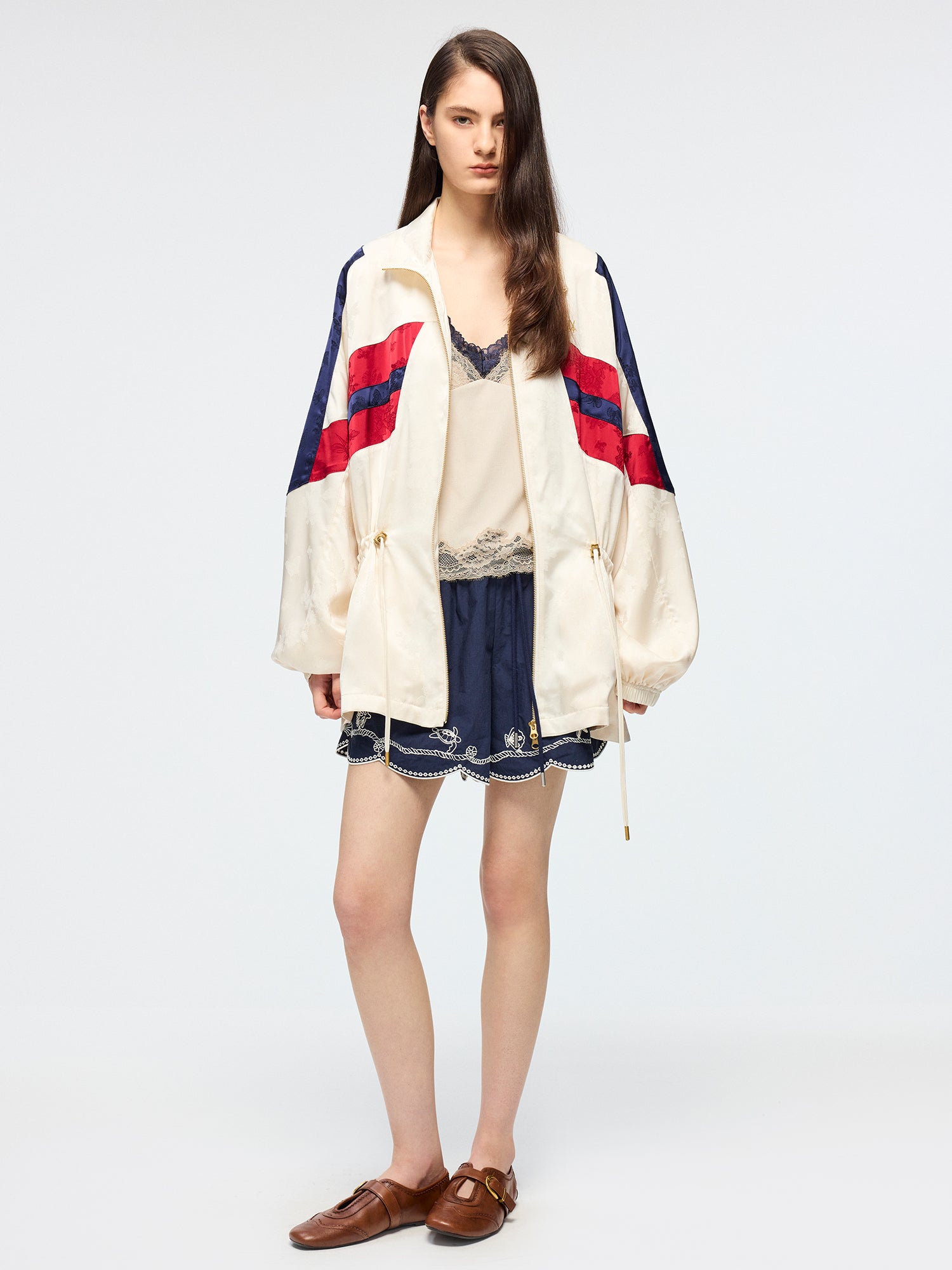 Satin jacquard track jacket