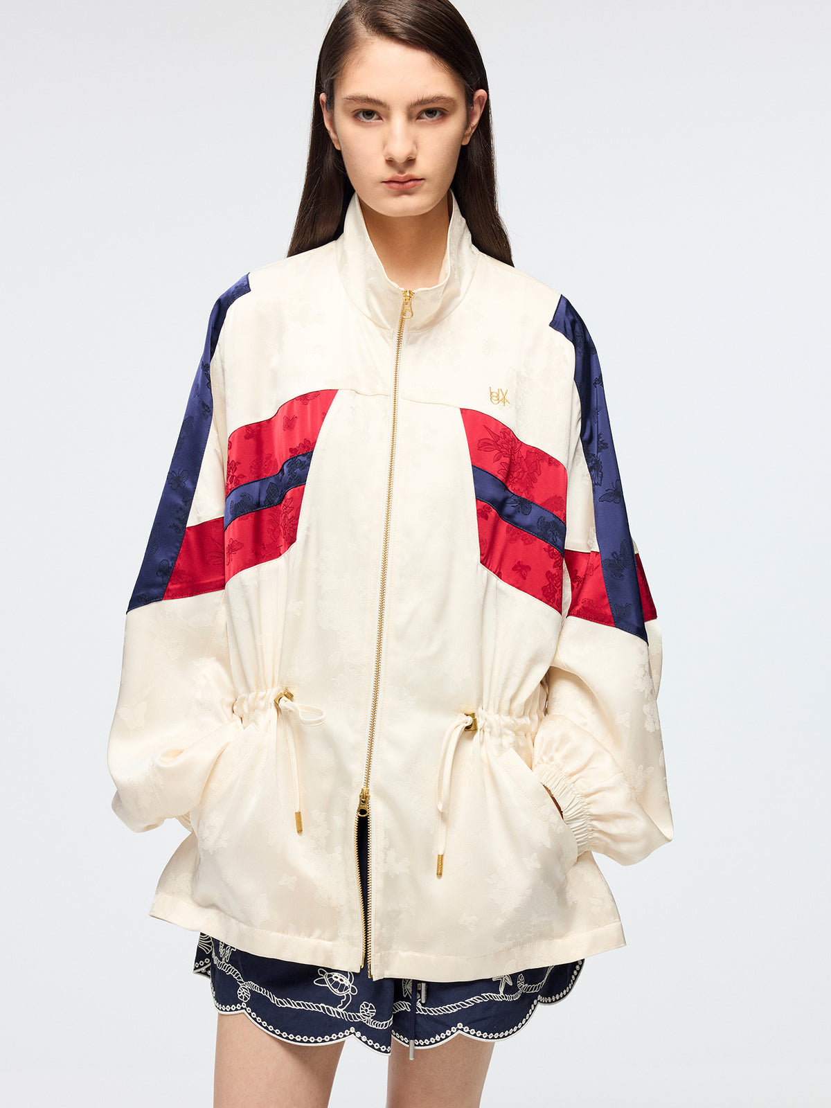 Satin jacquard track jacket