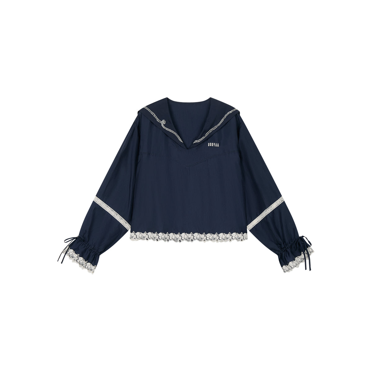Openwork embroidered sailor collar pullover