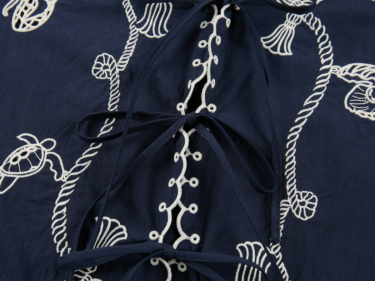 Openwork embroidered cardigan tea dress