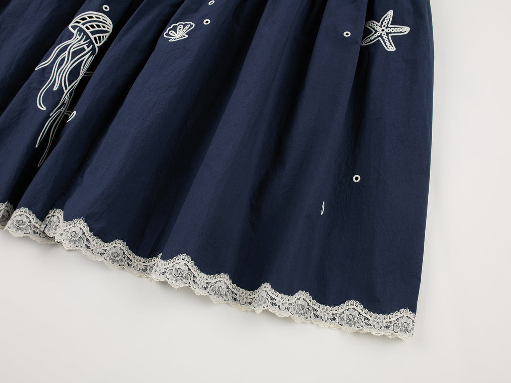 Openwork embroidered cardigan tea dress