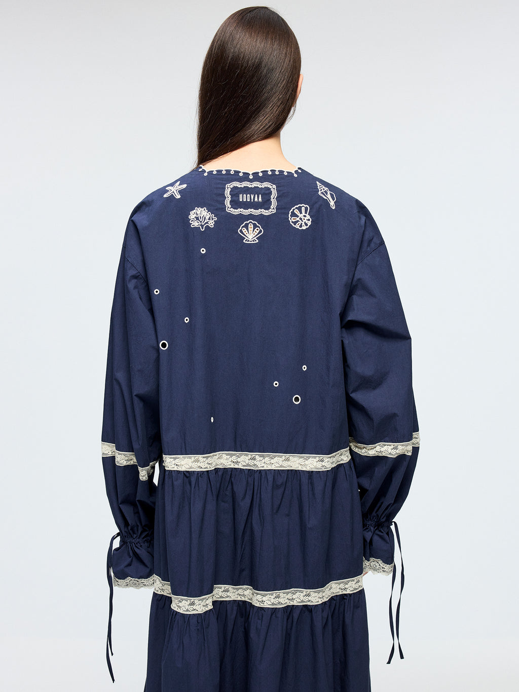 Openwork embroidered cardigan tea dress