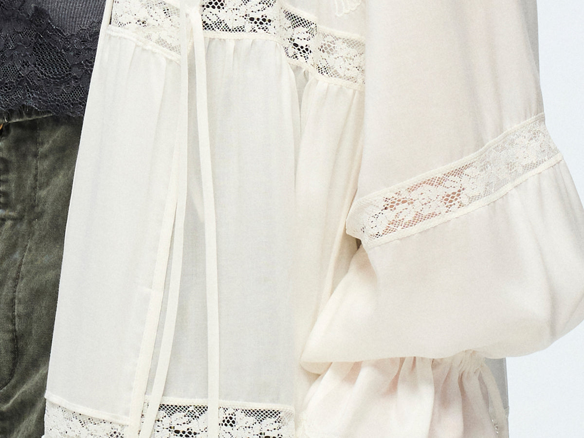 Openwork embroidered cardigan tea dress