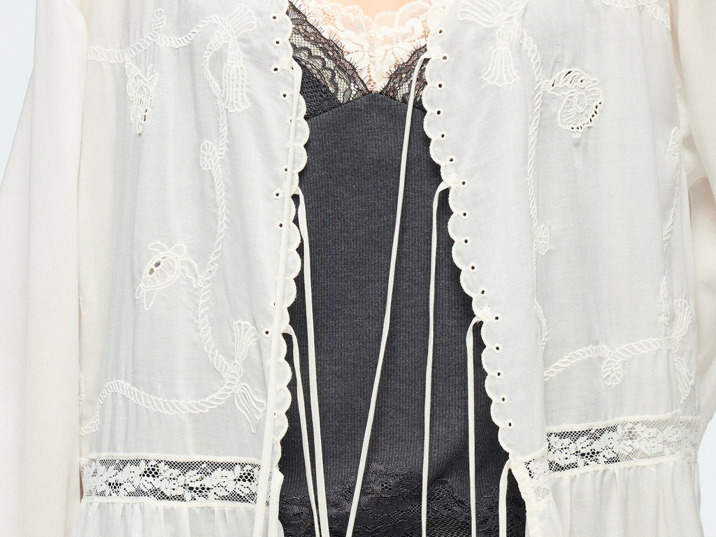 Openwork embroidered cardigan tea dress