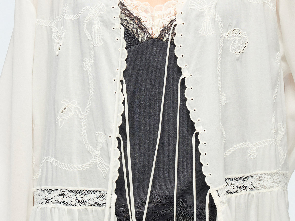 Openwork embroidered cardigan tea dress