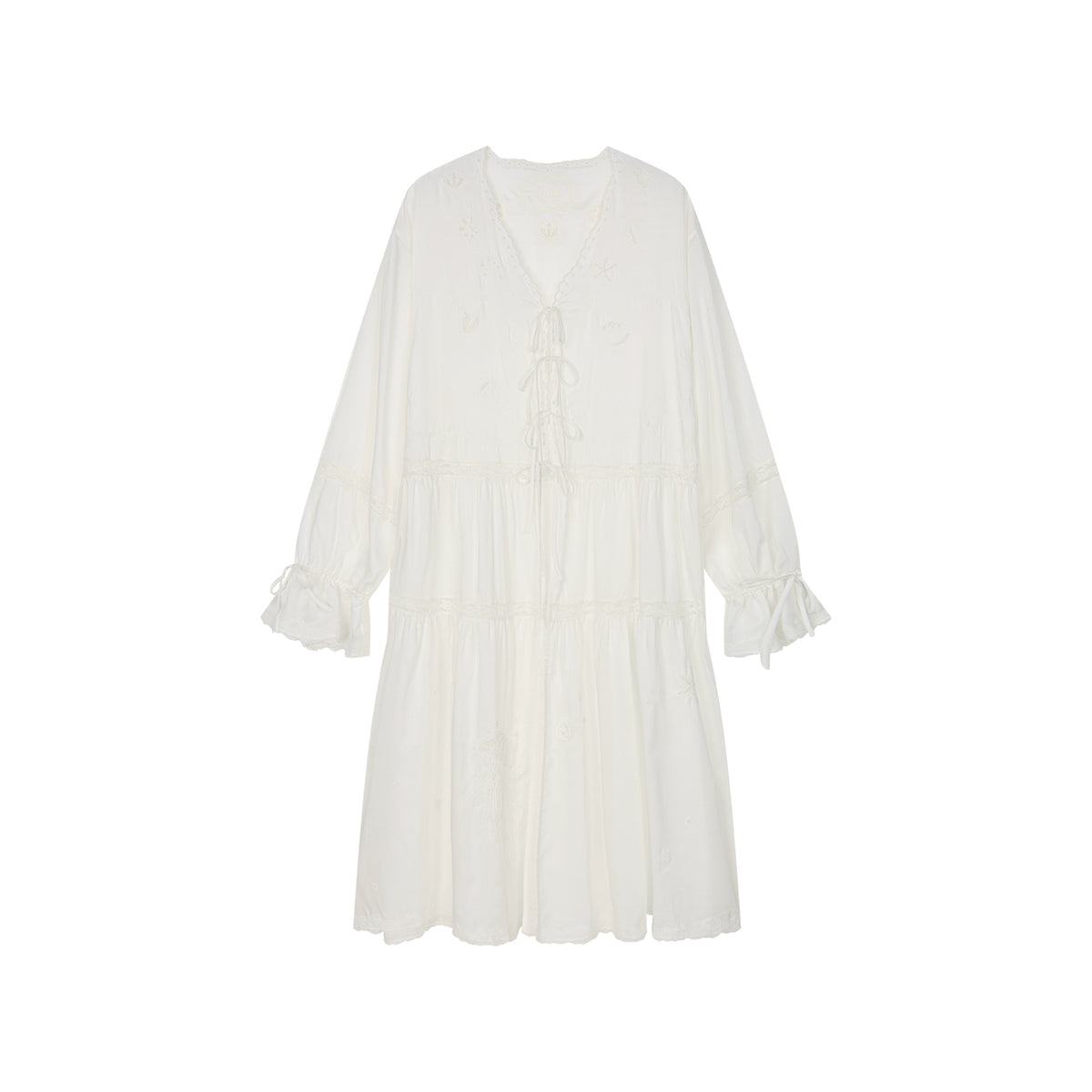Openwork embroidered cardigan tea dress