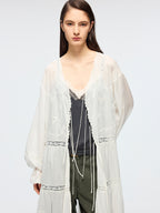 Openwork embroidered cardigan tea dress