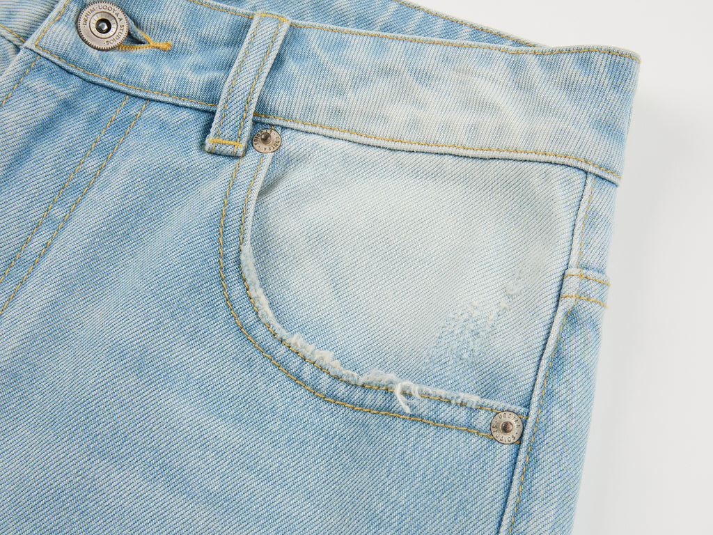 Washed color-block jeans
