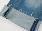 Washed color-block jeans