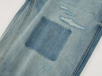 Distressed denim cargo pants