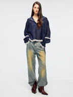 Washed dirty spray jeans