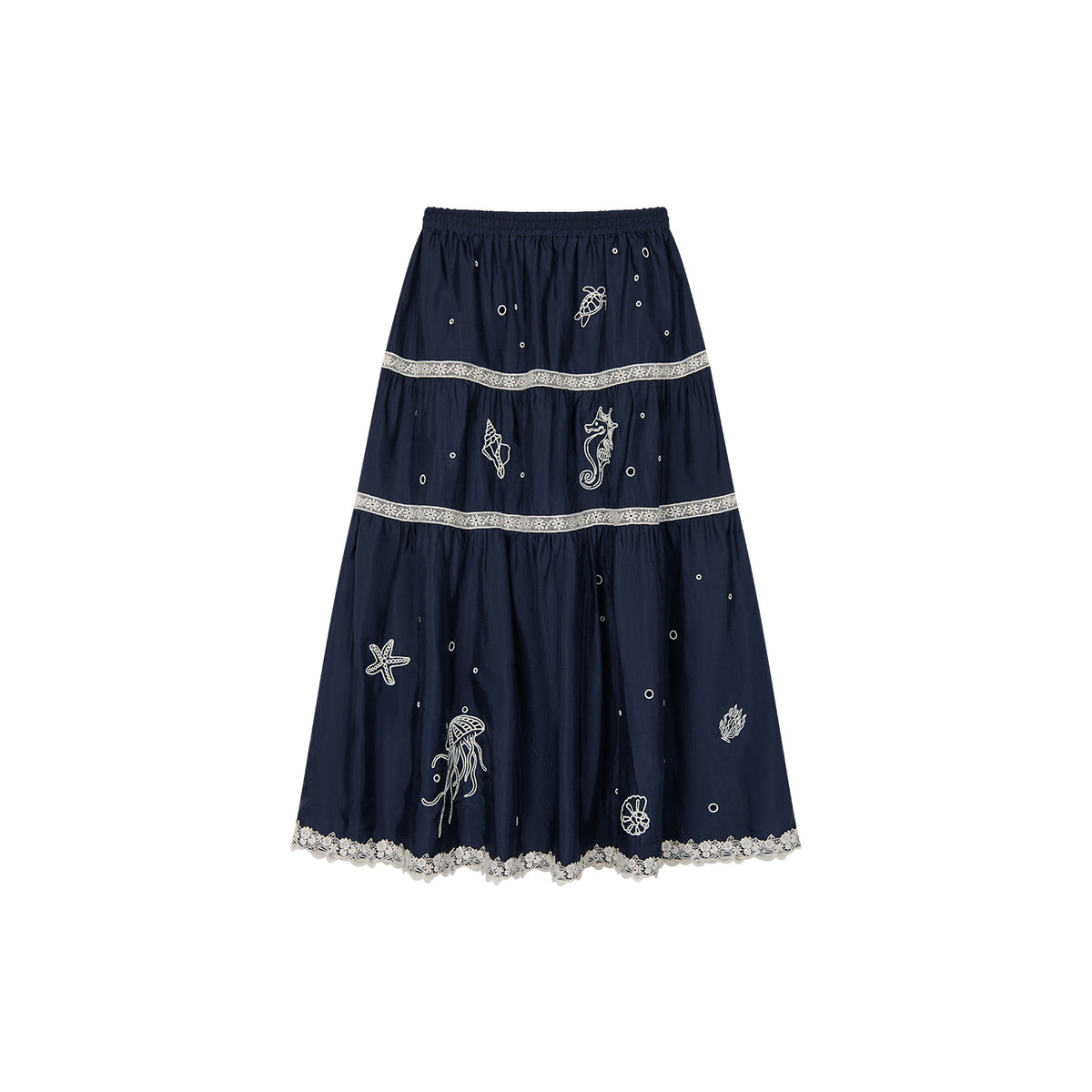 Openwork embroidered maxi skirt